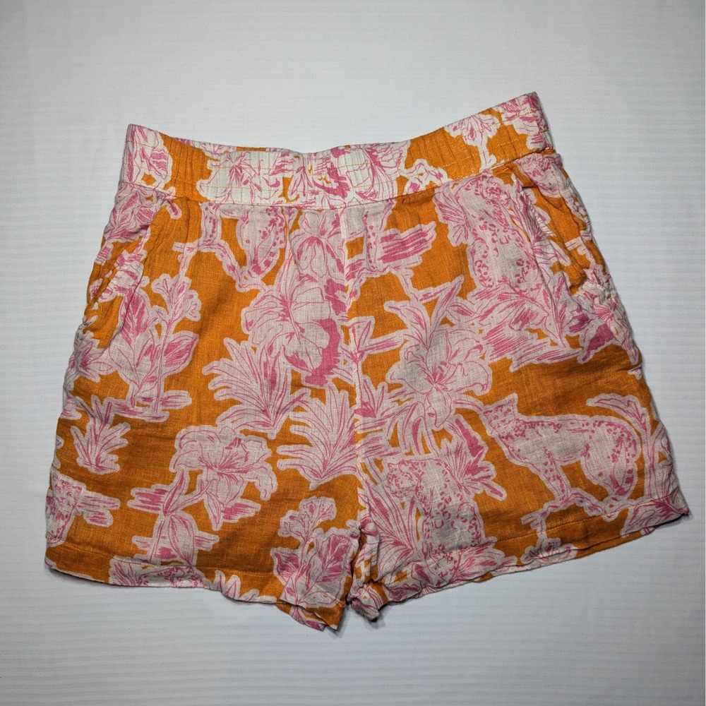 C&C California 100% Linen Shorts L Relaxed Fit Tropical Coastal Minimal Capsule
